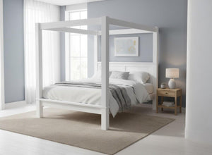 Barnwell 4 Poster Bed in All White Finish (Low End)