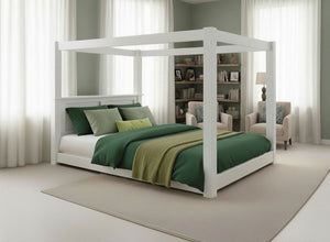 Barnwell Floor Bed in All White Finish