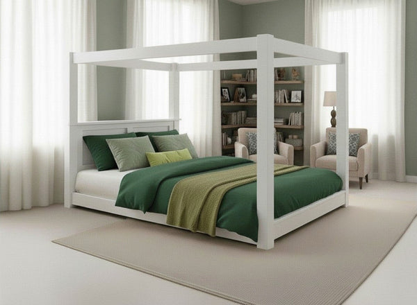 Barnwell Floor Bed in All White Finish