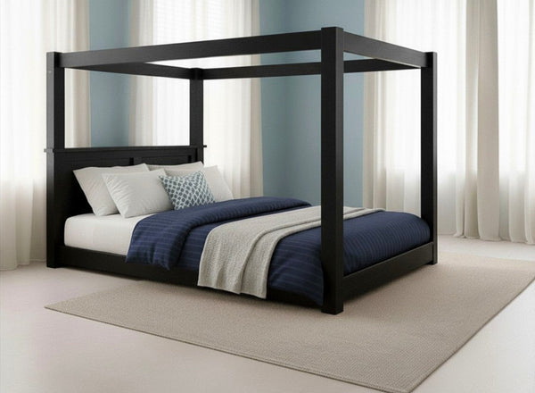 Barnwell Floor Bed in Black Ash Finish