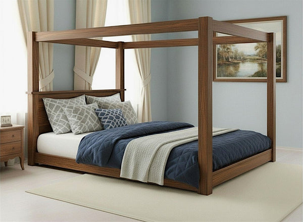 Barnwell Floor Bed in Walnut Finish