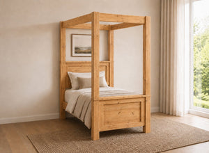 Barnwell Four Poster Bed in Antique, Single Size (High End)