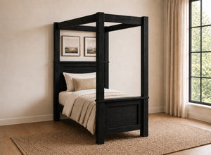Barnwell Four Poster Bed in Black Ash, Single Size (High End)
