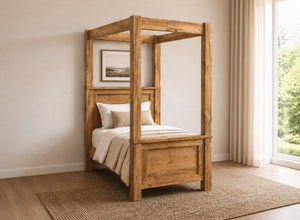 Barnwell Four Poster Bed in Oak, Single Size (High End)