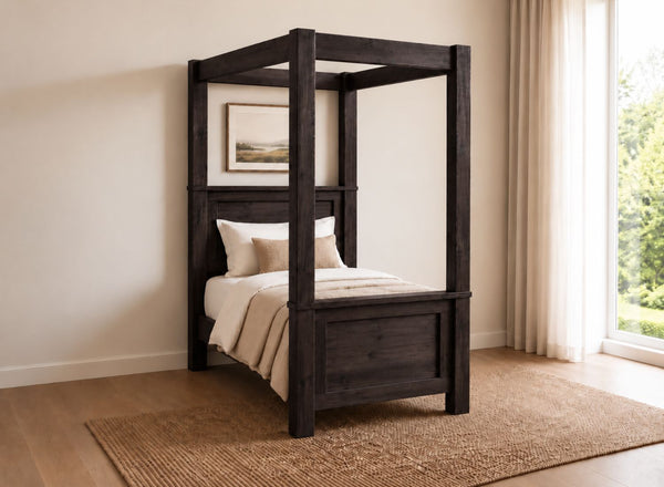 Barnwell Four Poster Bed in Walnut, Single Size (High End)