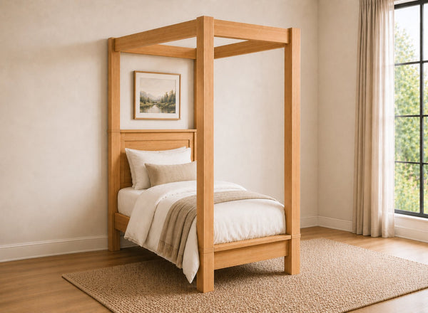 Barnwell Four Poster Bed in Antique, Single Size (Low End)