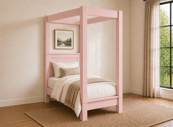 Barnwell Four Poster Bed in Painted Pink (Low End)