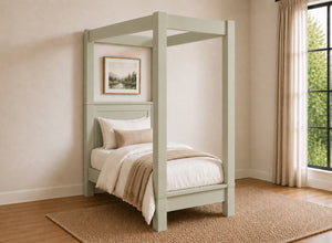 Barnwell Four Poster Bed in Painted Sage Green (Low End)