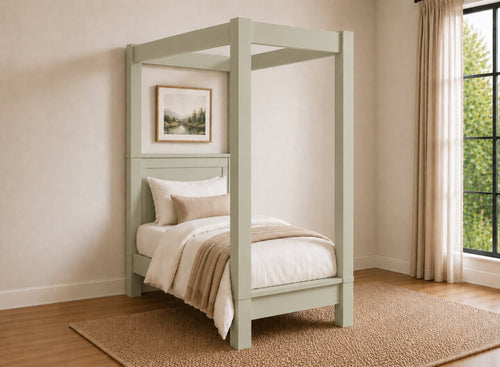 Barnwell Four Poster Bed in Painted Sage Green (Low End)