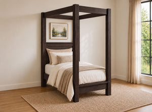 Barnwell Four Poster Bed in Walnut, Single Size (Low End)