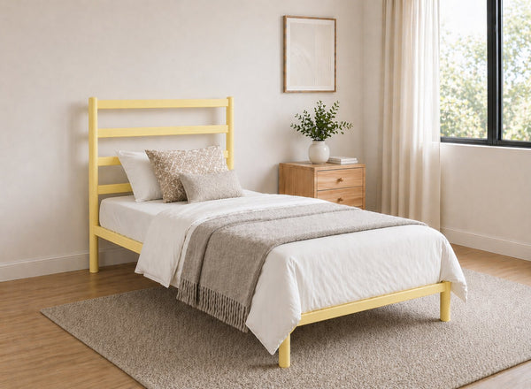 Belmont Bed in Pastel Yellow, Single Size