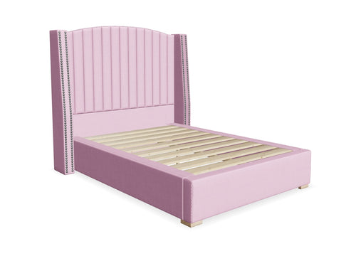 Bircham Fabric Bed Shown in Moda Flat Weave Rose Pink Fabric