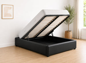 Leather End Lift Ottoman in Black