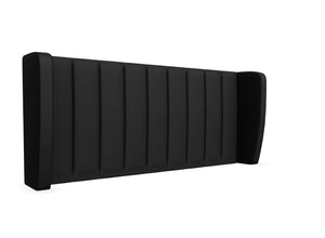 Dahlia Winged Headboard Finished in Faux Linen Black