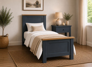 Blakeney Blue Wooden Bed With Oak Tops