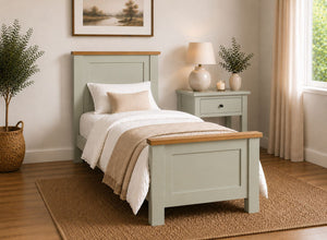 Blakeney Green Wooden Bed With Oak Tops