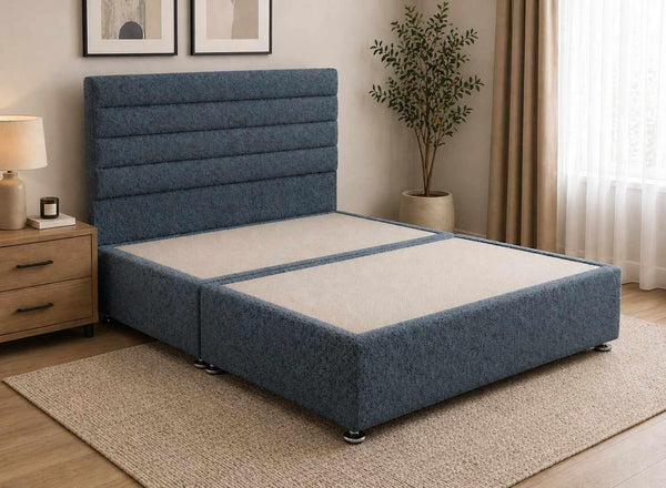 Calla Spindle Blue Bouclé Divan Bed