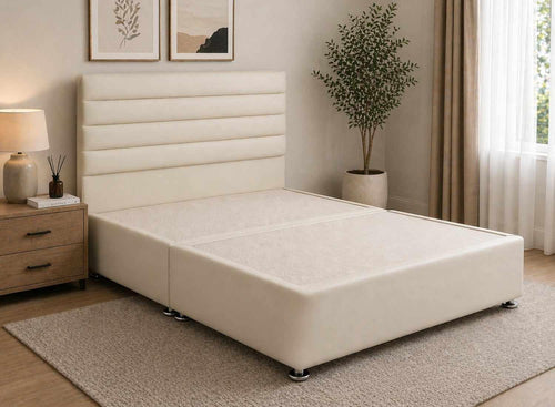 Calla Chalk Cream Leather Divan Bed