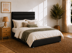 Calla Ottoman in Black Leather
