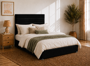 Calla Ottoman in Jet Black Velvet
