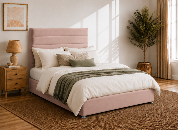 Calla Ottoman in Blush Pink Velvet