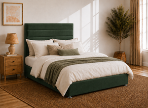 Calla Ottoman in Bottle Green Velvet