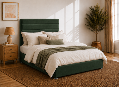 Calla Ottoman in Bottle Green Velvet
