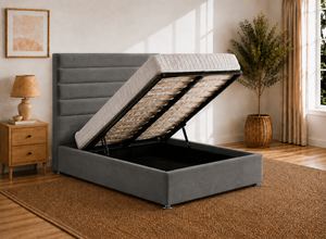 Calla Ottoman in Granite Grey Velvet (Open)