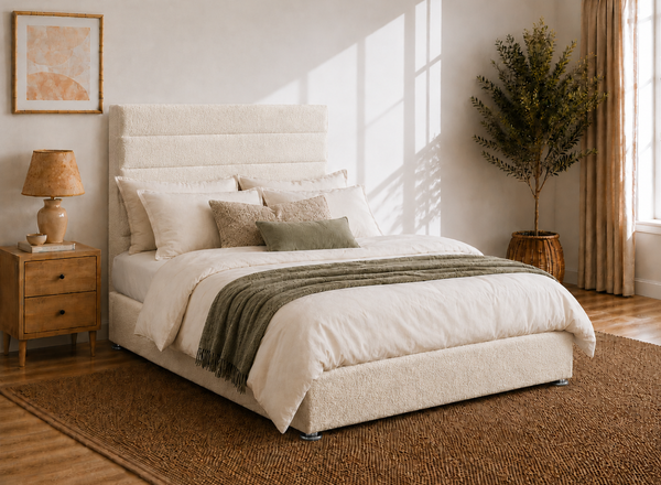 Calla Ottoman in Daisy White Boucle