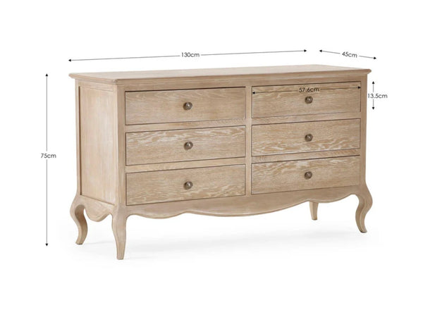 Camille 6 Drawer Wide Chest Dimensions