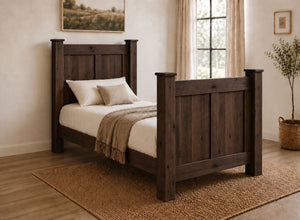 Castleacre Chunky Wooden Bed Frame in Walnut Finish, Single Size
