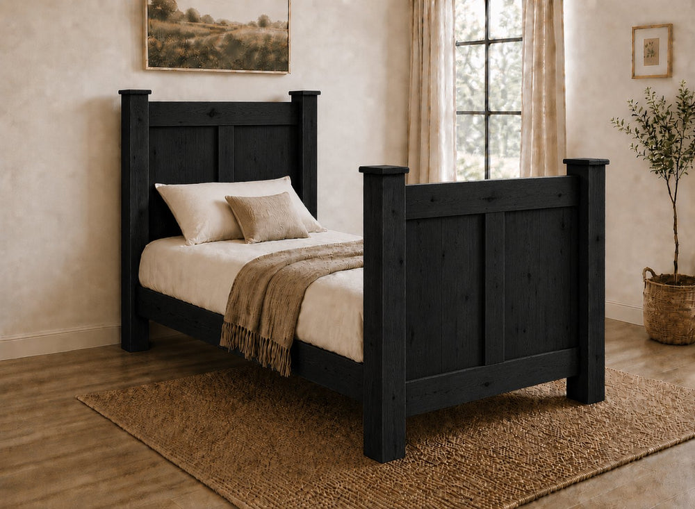 Castleacre Chunky Wooden Bed Frame in Antique Finish