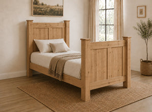 Castleacre Chunky Wooden Bed Frame in Oak Finish, Single Size