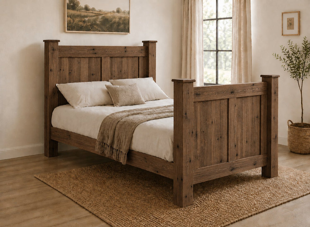 Castleacre Chunky Wooden Bed Frame in Walnut Finish