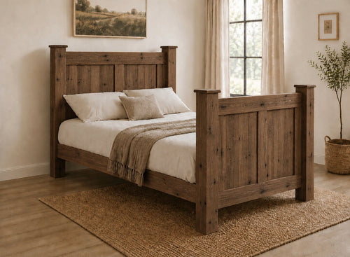 Castleacre Chunky Wooden Bed Frame in Walnut Finish