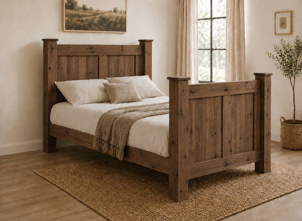 Castleacre Chunky Wooden Bed Frame in Walnut Finish