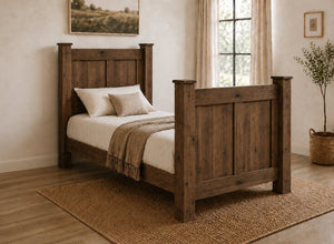 Castleacre Chunky Wooden Bed Frame in Walnut Finish, Single Size