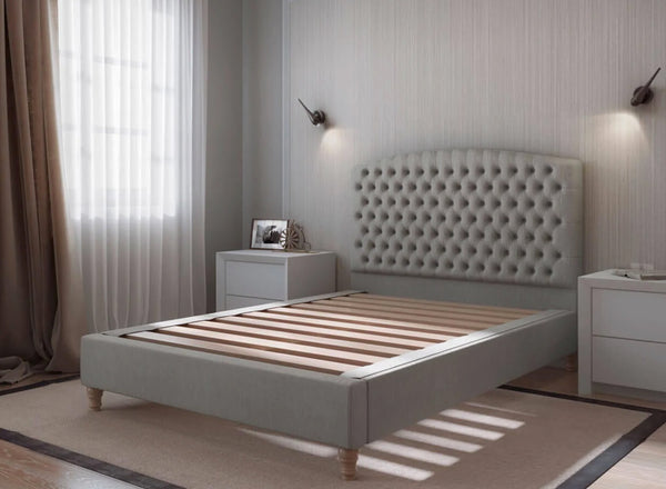 Chesterfield Bed in Natural Flat Weave Steel