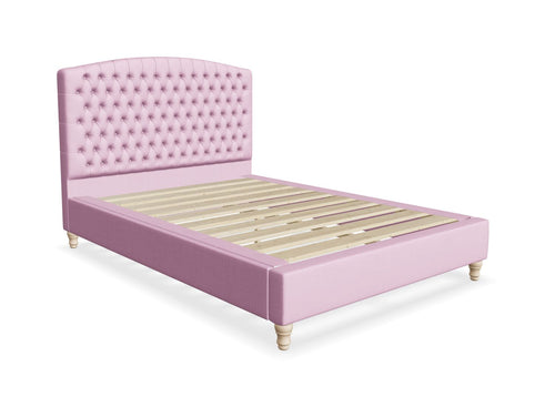 Chesterfield Fabric Bed Frame Finished in Moda Rose Pink Fabric