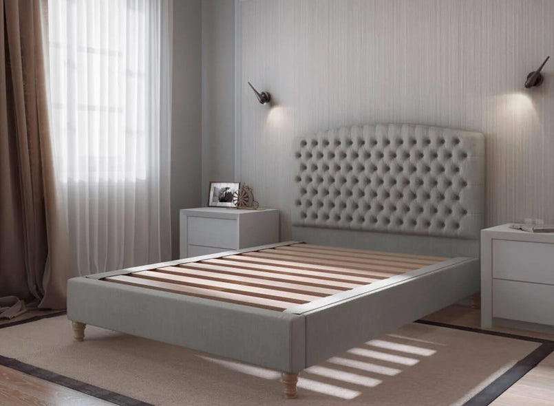 Chesterfield Bed in Natural Flat Weave Steel