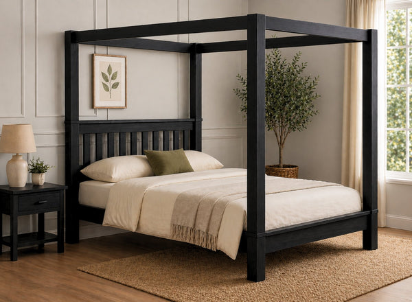 Chesterton Four Poster Bed in Black Ash Finish (Low End)
