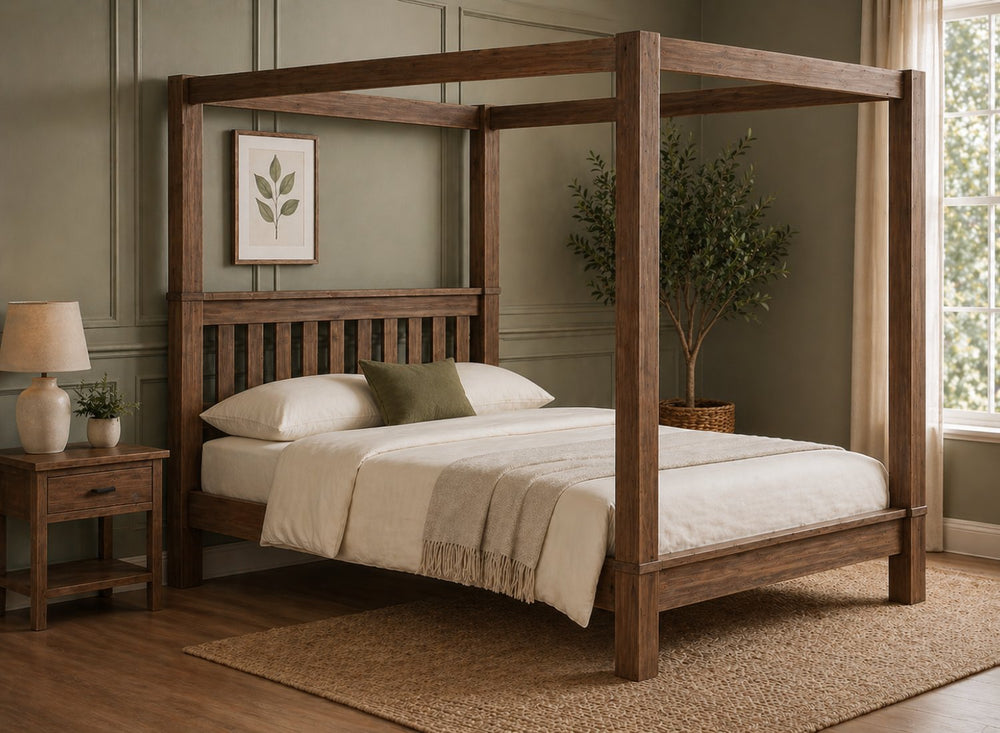 Chesterton Four Poster Bed in Walnut Finish (Low End)