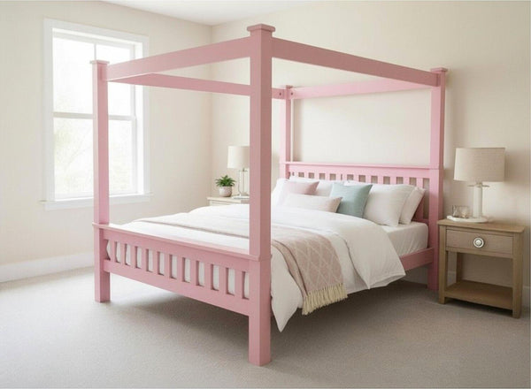Chesterton 4 Poster Bed in Nancy's Blushes Pink Finish (High End)