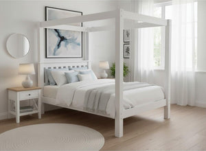 Chesterton 4 Poster Bed in All White Finish (Low End)
