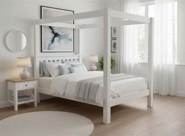 Chesterton 4 Poster Bed in All White Finish (Low End)
