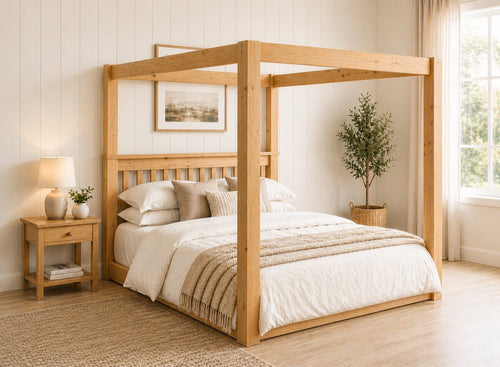 Chesterton Floor Four Poster Bed in Antique Finish