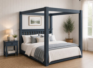 Chesterton Floor Four Poster Bed in Blue Finish