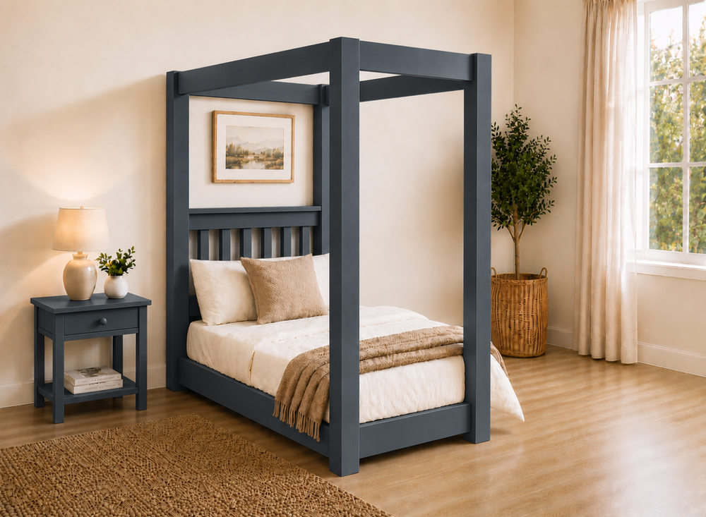 Chesterton Floor Four Poster Bed in Yellow Finish