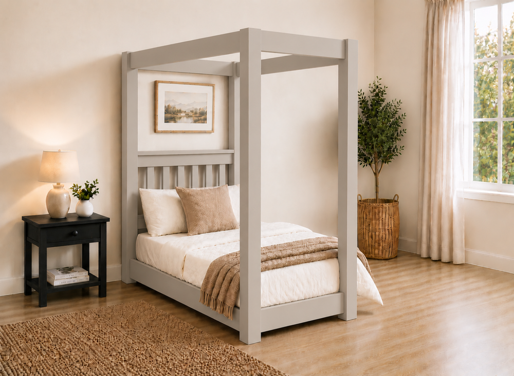 Chesterton Floor Four Poster Bed in Yellow Finish