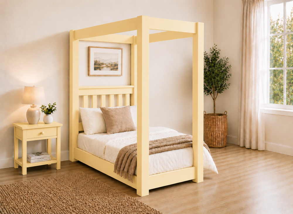 Chesterton Floor Four Poster Bed in Yellow Finish